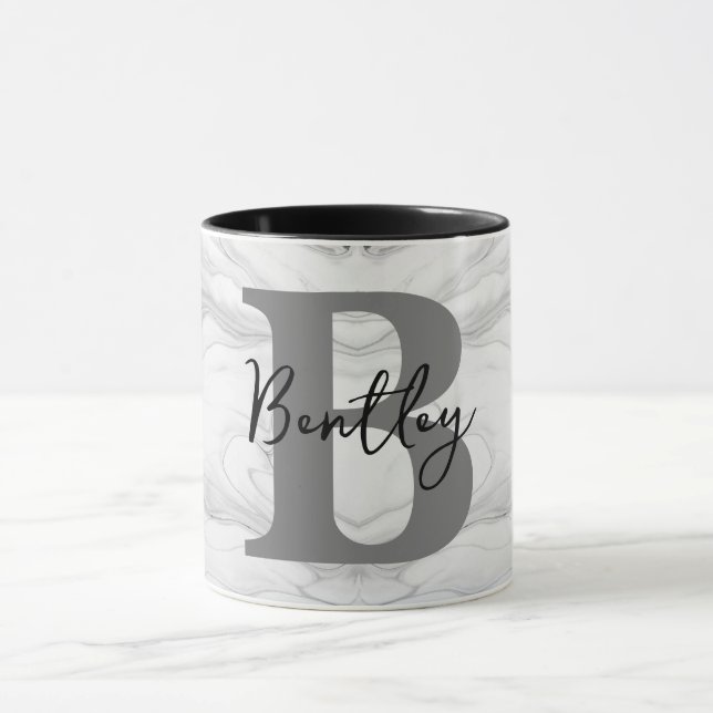 Modern and Classic Marble Monogram Letter B Mug (Center)