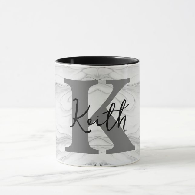 Modern and Classic Marble Monogram Letter K Mug (Center)