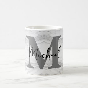 Modern and Classic Marble Monogram Letter M Coffee Mug
