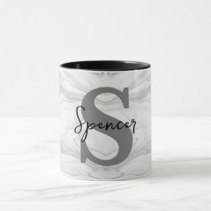 Modern and Classic Marble Monogram Letter S Mug