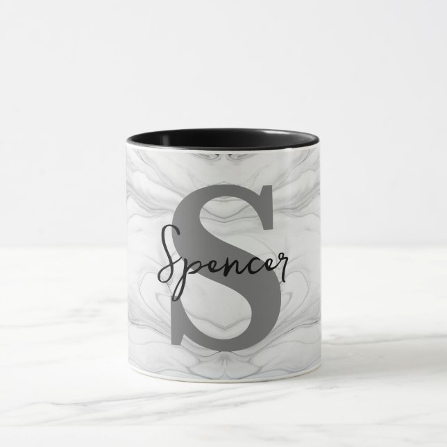 Modern and Classic Marble Monogram Letter S Mug (Center)