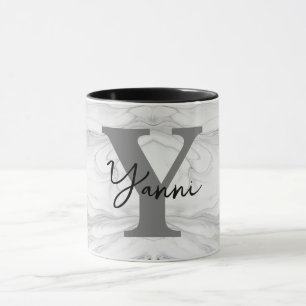 Modern and Classic Marble Monogram Letter Y Mug