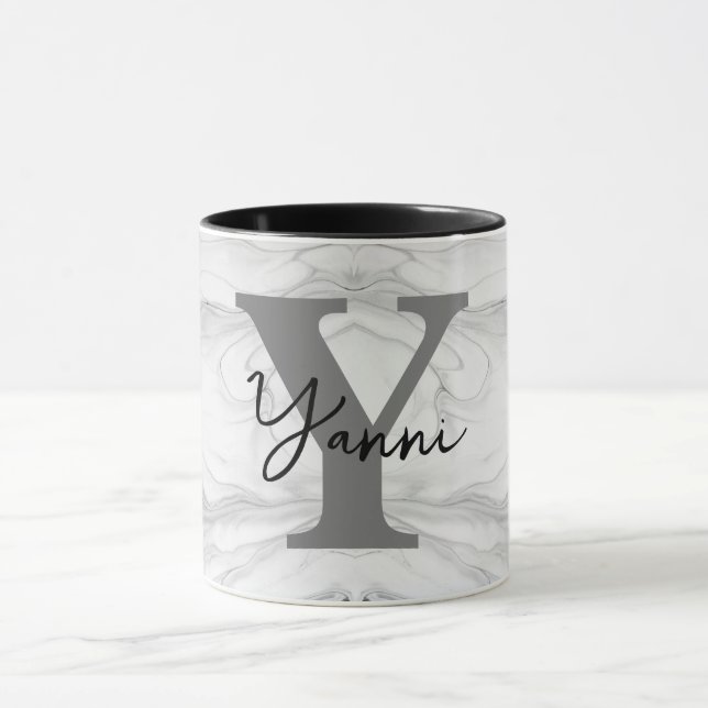 Modern and Classic Marble Monogram Letter Y Mug (Center)
