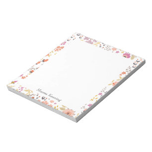 Modern and Colourful Floral Pattern with Name Notepad