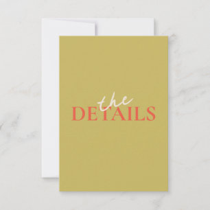 Modern and Colourful Wedding Details Enclosure Car RSVP Card