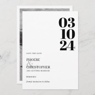 Modern and contemporary date photo wedding invitation