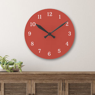 Modern And Contemporary Red And White Round Clock