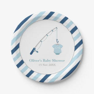 Modern and Cute Fishing Baby Shower Supplies Paper Plate