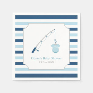 Modern and Cute Fishing Themed Baby Shower Napkin