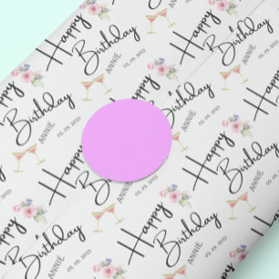 Modern and cute happy birthday floral wrapping paper