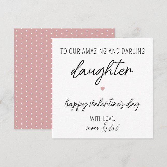 Modern and Cute Valentine's Day Card for Daughter (Front/Back)
