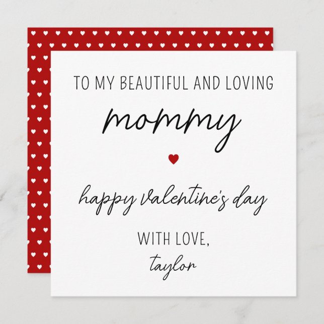 Modern and Cute Valentine's Day Card for Mum (Front/Back)