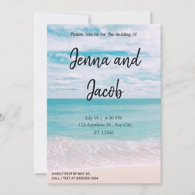 Modern and Elegant Beach Wedding Invitation (Front)