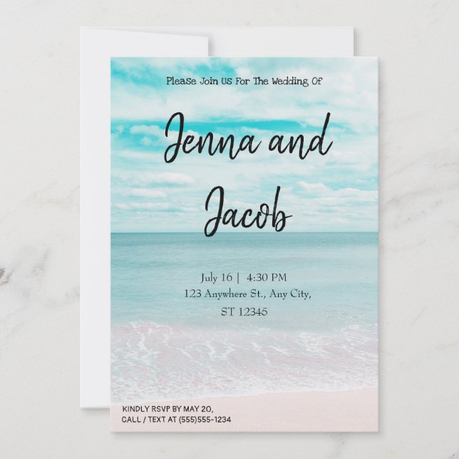 Modern and Elegant Beach Wedding Invitation (Front)