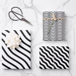 Modern and Elegant black and white Striped gift Wrapping Paper Sheet