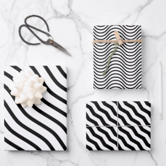 Modern and Elegant black and white Striped gift Wrapping Paper Sheet