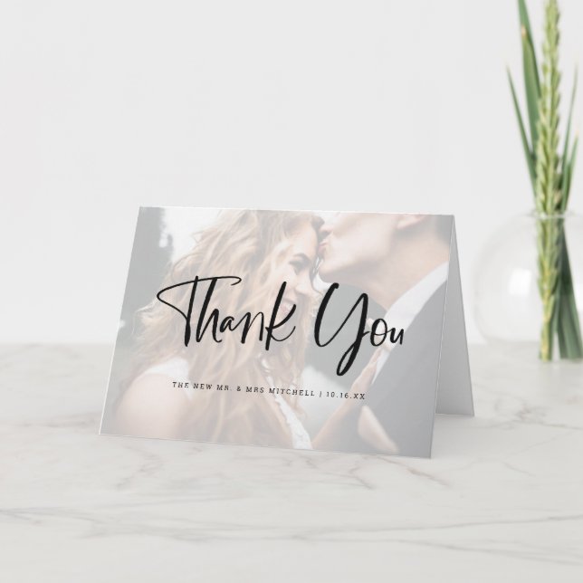 Modern and Elegant | Custom Photo Wedding Thank You Card (Front)
