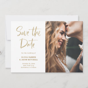 Modern and Elegant Faux Gold Photo Save The Date