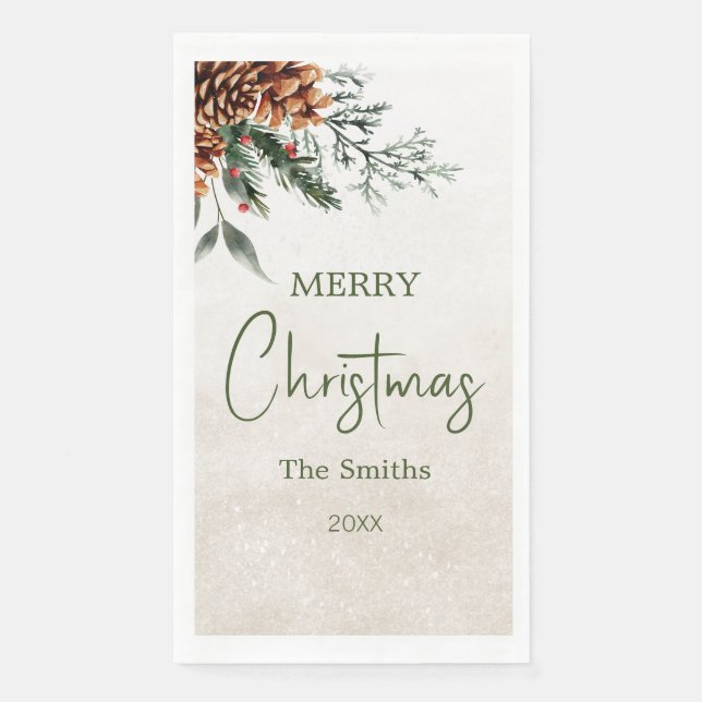 Modern and elegant fir cones napkin (Front)