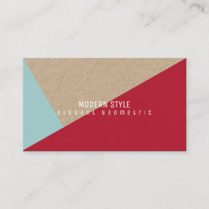 modern and elegant minimal geometric kraft red business card