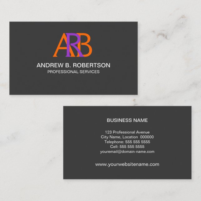 Modern and Elegant Monogram Business Card (Front/Back)