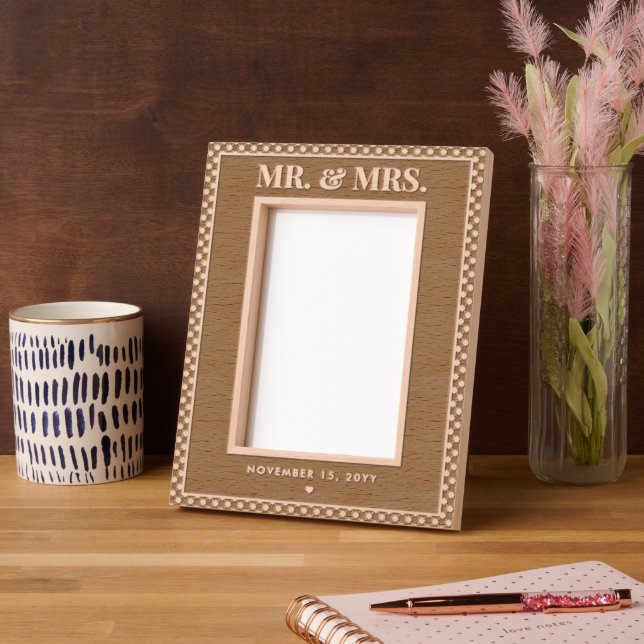 Modern and Elegant Mr. & Mrs. Personalised Date Etched Frames (Left)