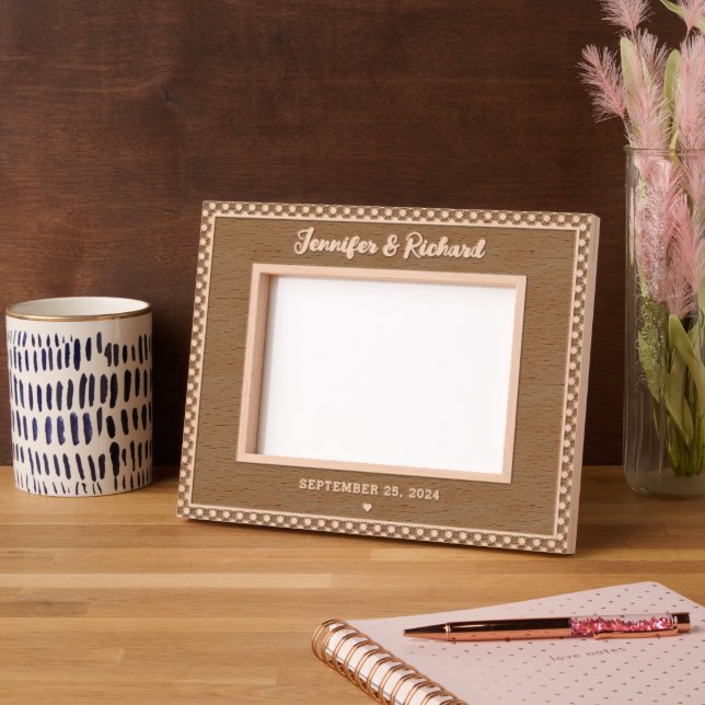 Modern and Elegant Personalised Names and Date  Etched Frames (Left)