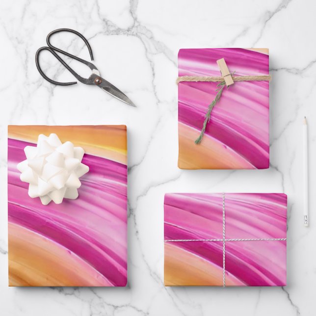 Modern and Elegant-Pink Orange Yellow- Wrapping Paper Sheet (Front)
