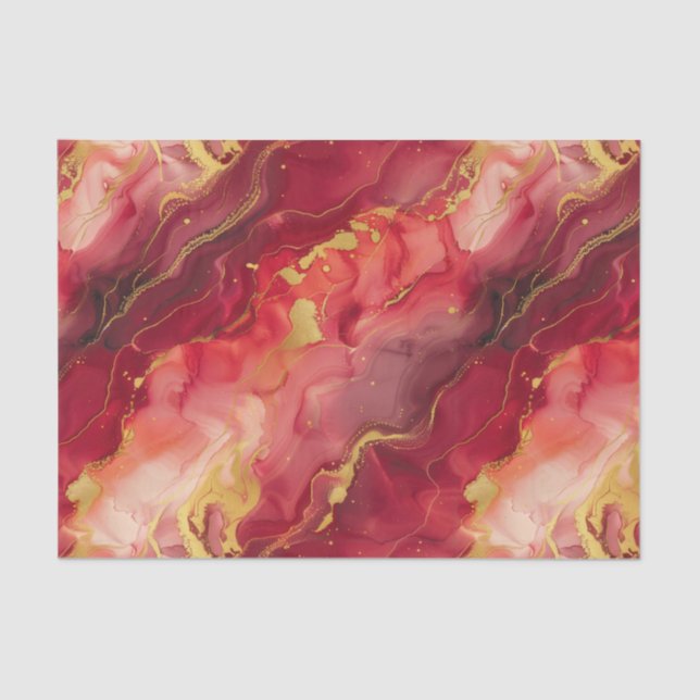 Modern and Elegant Red and Gold Tissue Paper (Front)