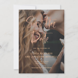 Modern and Elegant Rose Gold Custom Photo Wedding Save The Date