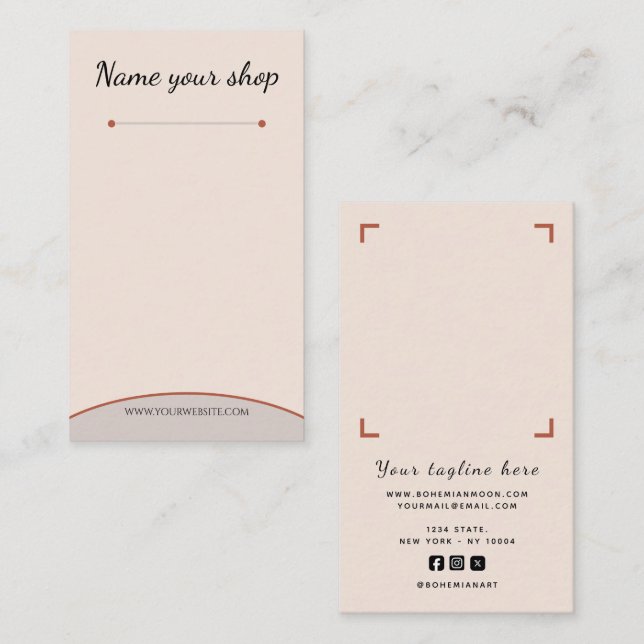 Modern and Elegant Soft Beige earring display card (Front/Back)