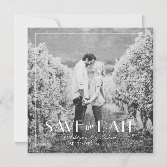 Modern and Elegant Stylish Square Wedding Save The Date (Front)