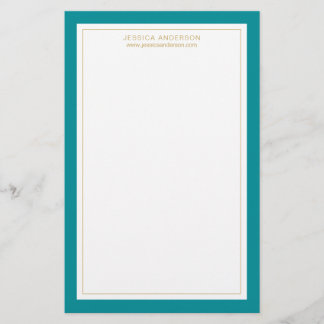 Modern And Elegant Teal And White Personalised Stationery
