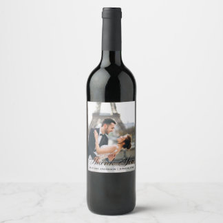 Modern and Elegant Wedding Photo Thank You Wine Label