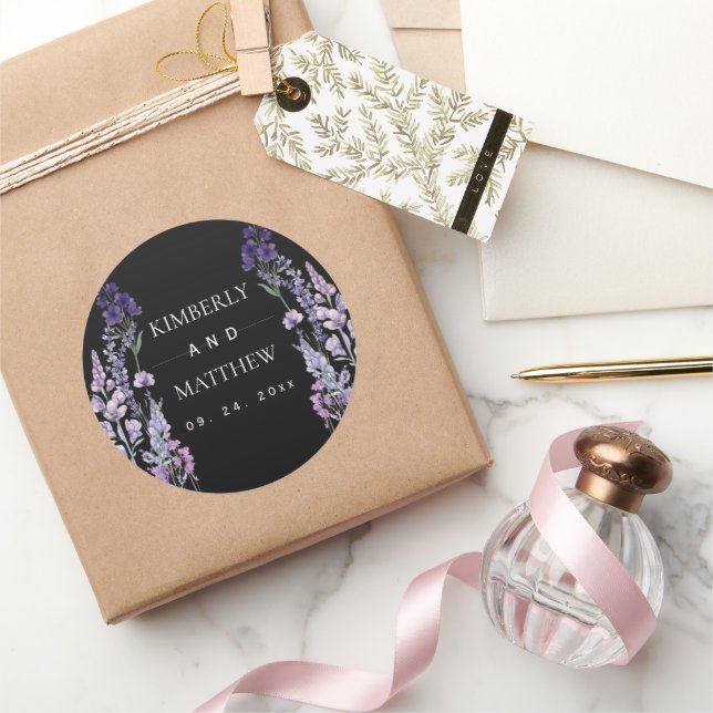 Modern and Elegant Wildflower Rustic Wedding Classic Round Sticker (Gifting)