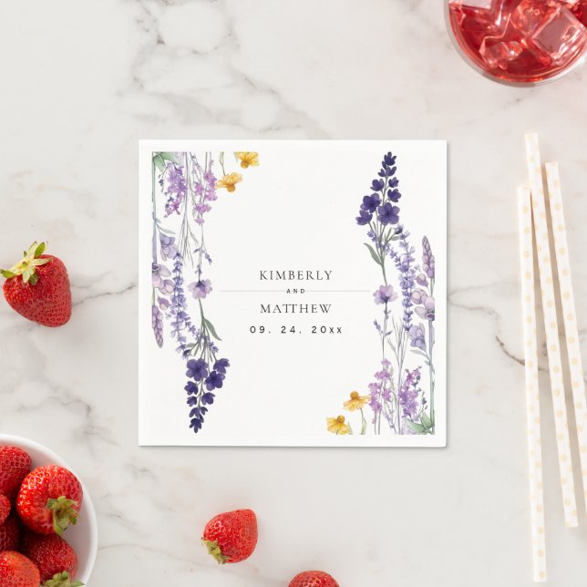 Modern and Elegant Wildflower Rustic Wedding Napkin (Insitu)