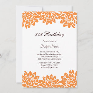 Modern and Floral 21st Birthday Party Invitation
