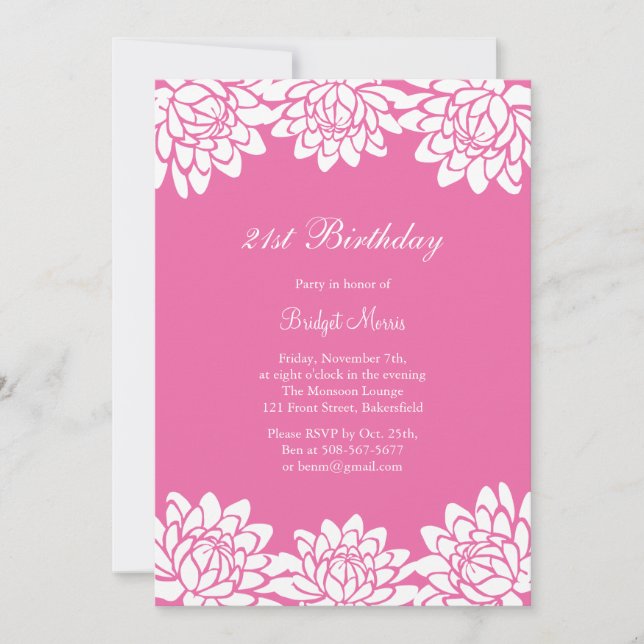 Modern and Floral Birthday Party Invitation (Front)