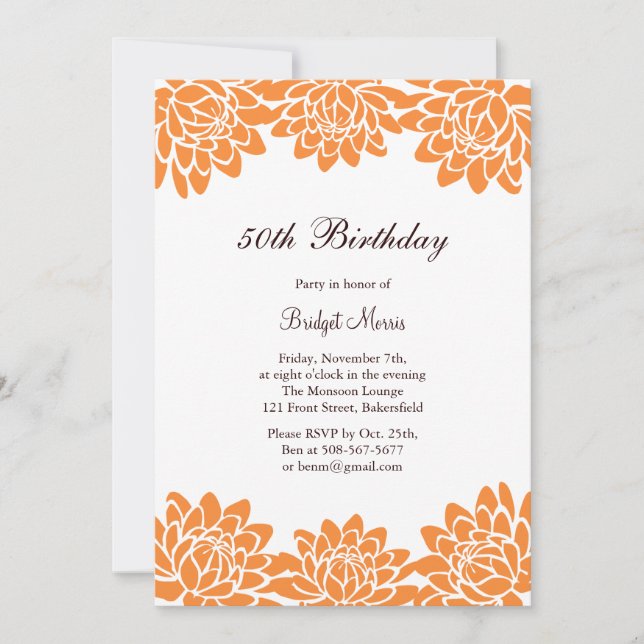 Modern and Floral Birthday Party Invitation (Front)