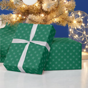 Modern and Fun Green Stars Christmas Wrapping Paper