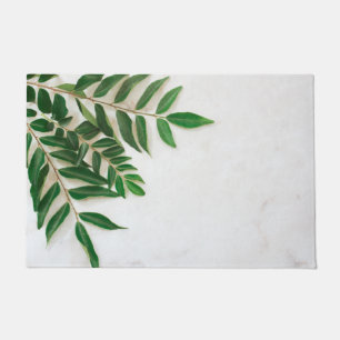 modern and green leaf doormat