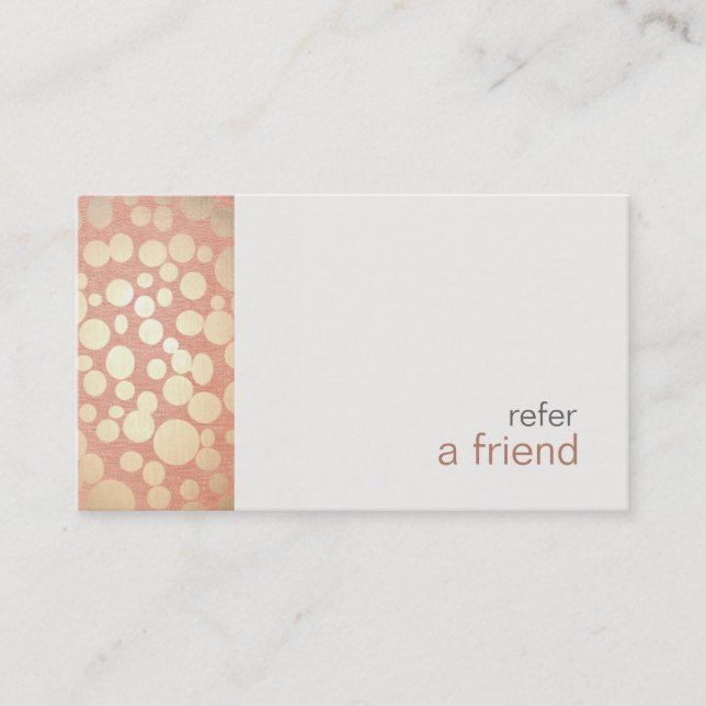 Modern and Hip Gold  Refer A Friend Coupon Salon Referral Card (Front)