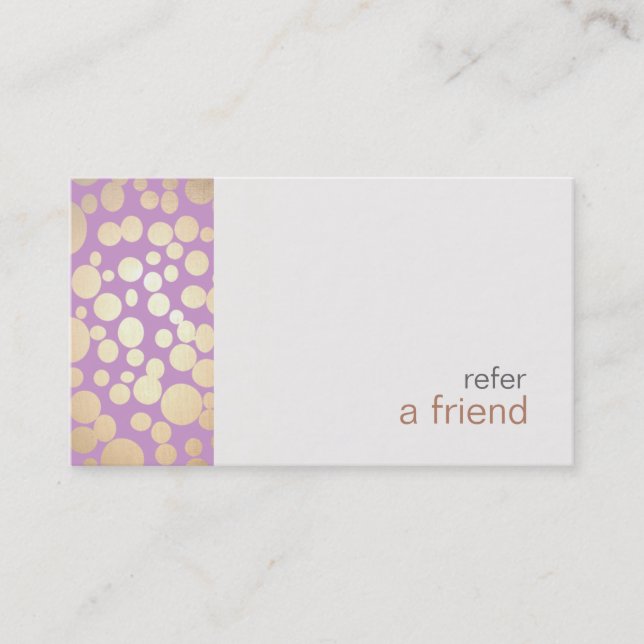 Modern and Hip Gold  Refer A Friend Coupon Salon Referral Card (Front)