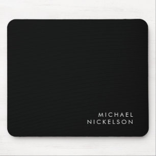 Modern and Minimal Black and White Add your Name Mouse Mat