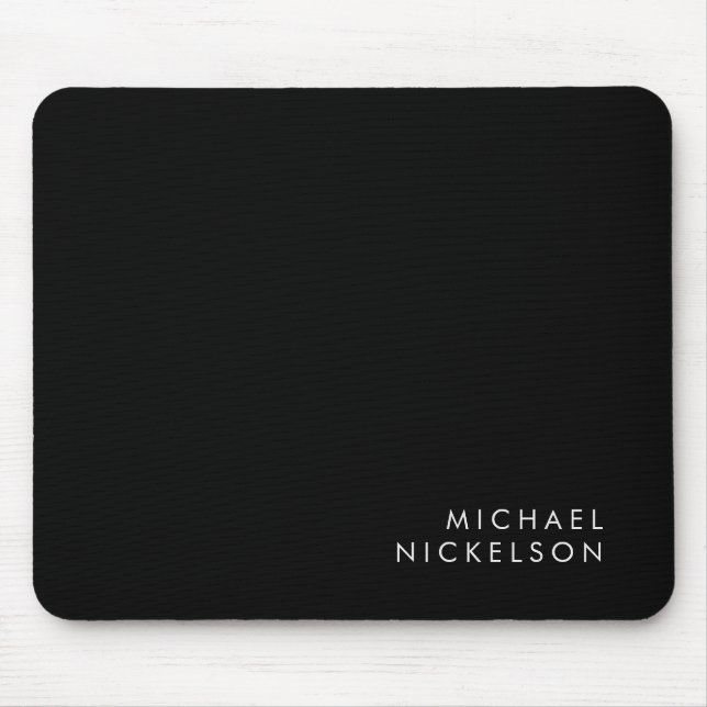 Modern and Minimal Black and White | Add your Name Mouse Mat (Front)