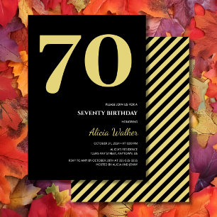 Modern And Minimal Black Gold Typography Birthday  Invitation