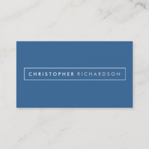 MODERN and MINIMAL Boxed Name Logo on Blue Business Card