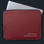 Modern and Minimal Burgundy | Add your Name Laptop Sleeve<br><div class="desc">This professional,  modern design features your name in clean white text on a burgundy marsala background.</div>