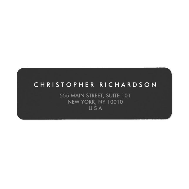 MODERN and MINIMAL Dark Grey Address Label (Front)