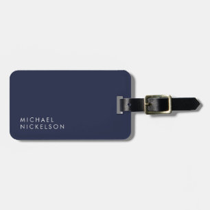 Modern and Minimal Dark Navy Blue   Add your Name Luggage Tag